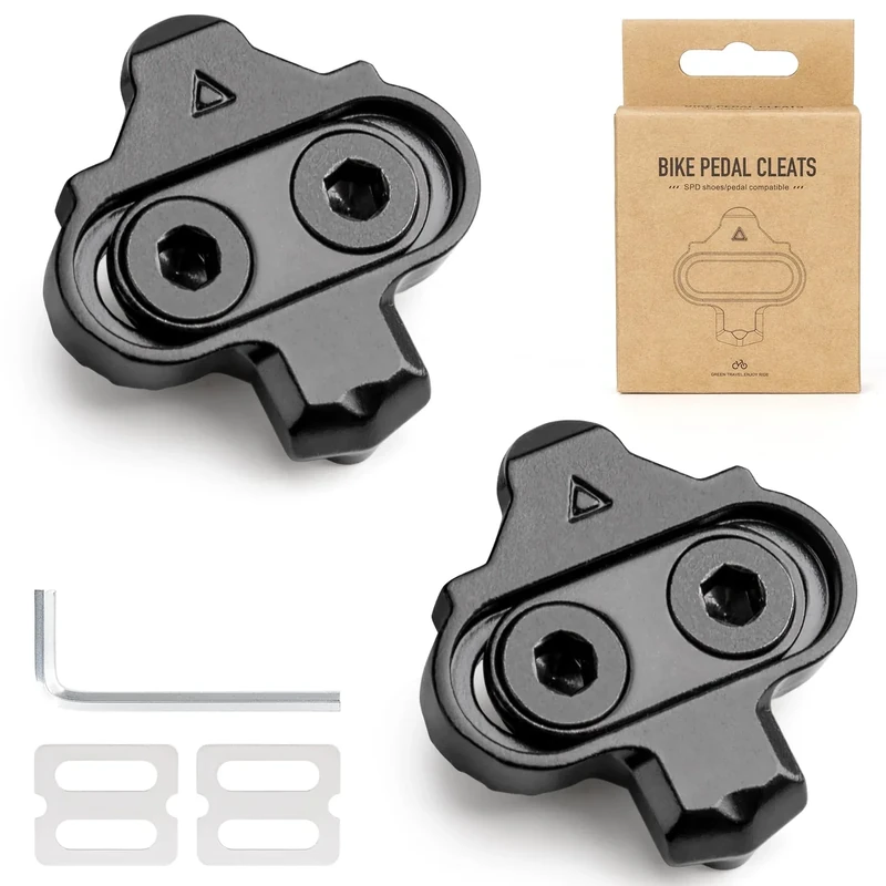 GEWAGE SPD-Cleats mit rutschfesten Cleat-Plates – kompatibel mit Shimano SPD (SH51) 2-Loch-Pedalen – CrMo-Stahl, 12° Float, inkl. Schrauben & Unterlegscheiben