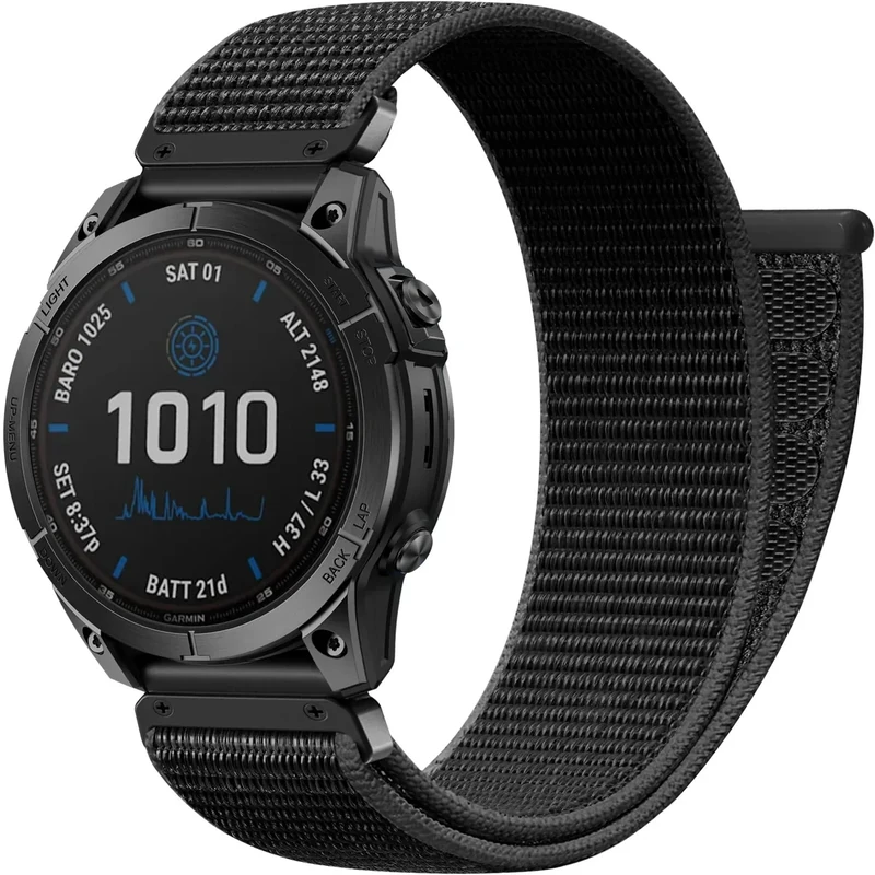 Upeak 22mm QuickFit Armband Kompatibel mit Garmin Fenix 7 Armband/7 Pro/6 Pro Armband/6/Fenix 8 47mm/5/5 Plus, Nylon Sportarmband für Garmin Epix Gen 2/Forerunner 965/Garmin Instinct 2, Schwarz