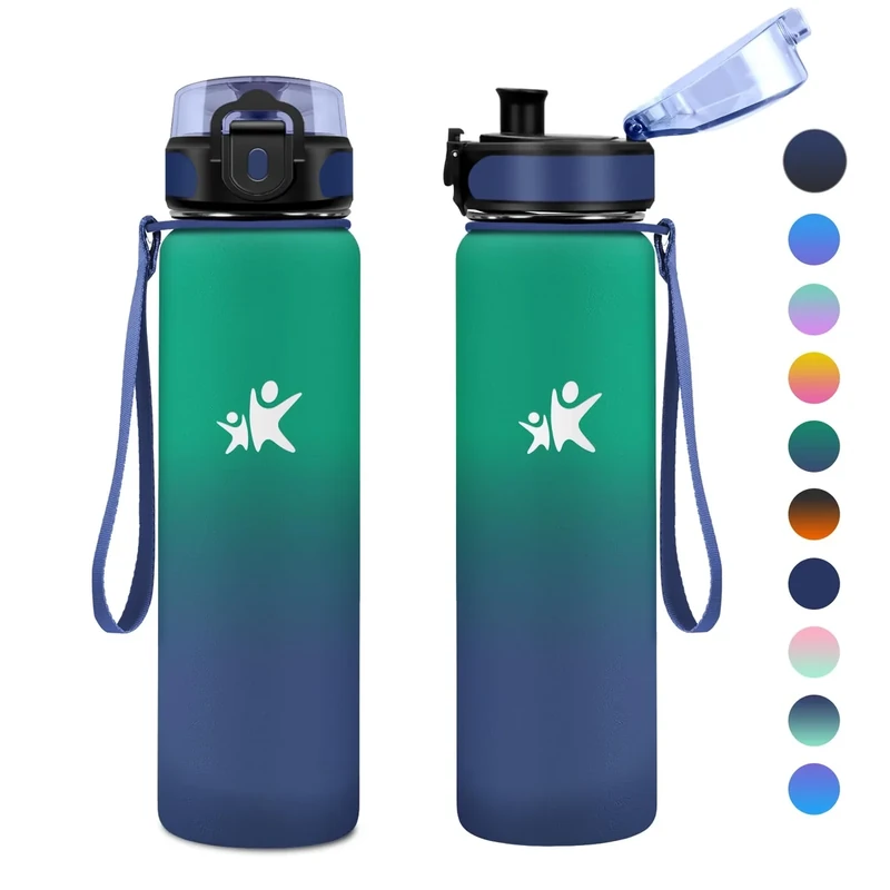 KollyKolla Trinkflasche Edelstahl 1L, Thermosflasche, BPA-Frei Isolierflasche, Auslaufsicher Thermoskanne, Wasserflasche für Kinder, Schule, Sport, Sprudel, Fitness, Outdoor, Camping