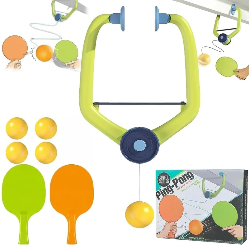 KZXCVS Door HäNgendes Ping Pong BäLle Spiel, TüRrahmenschulung TischtennisschläGer Set ZubehöR mit Tischtennis SchläGer und TischtennisbäLle Kinder-Tischtennis-TrainingsgeräT Zum AufhäNgen