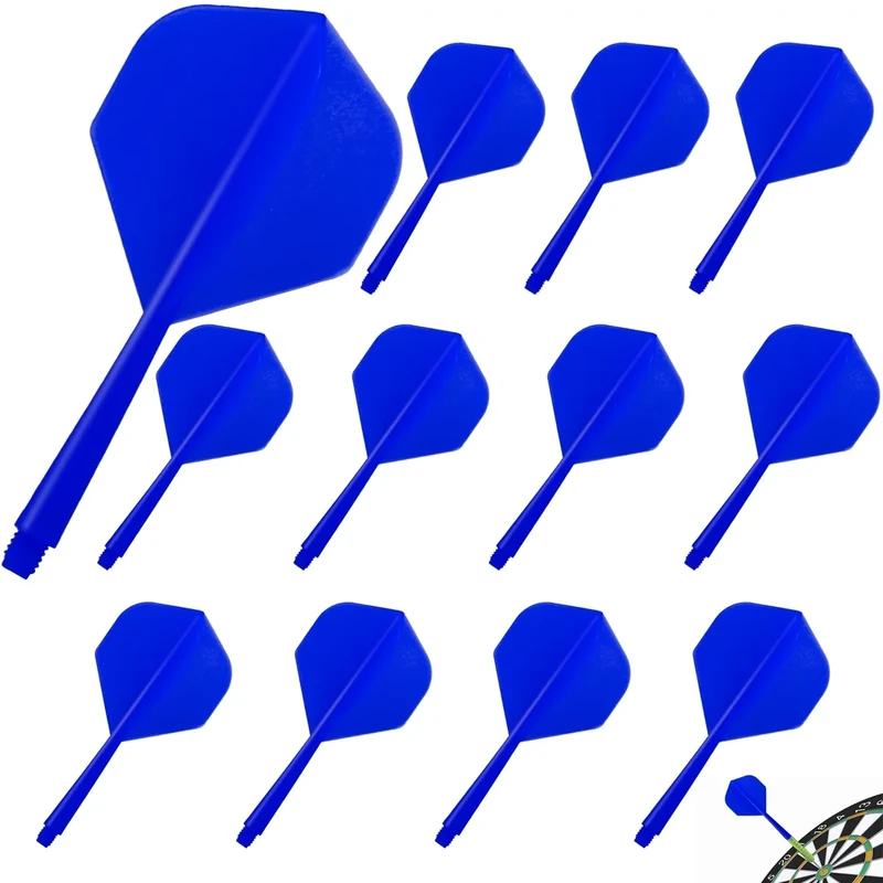 Pyroclasia 12 STK Darts Flights mit Schäfte Stabil Darts Zubehör Fusion Flights Dart Flyer mit Schaft Integrierte Festen Flights Kunststoff Dartschäfte Shaft Flight System Kombi(2BA) (Marineblau)