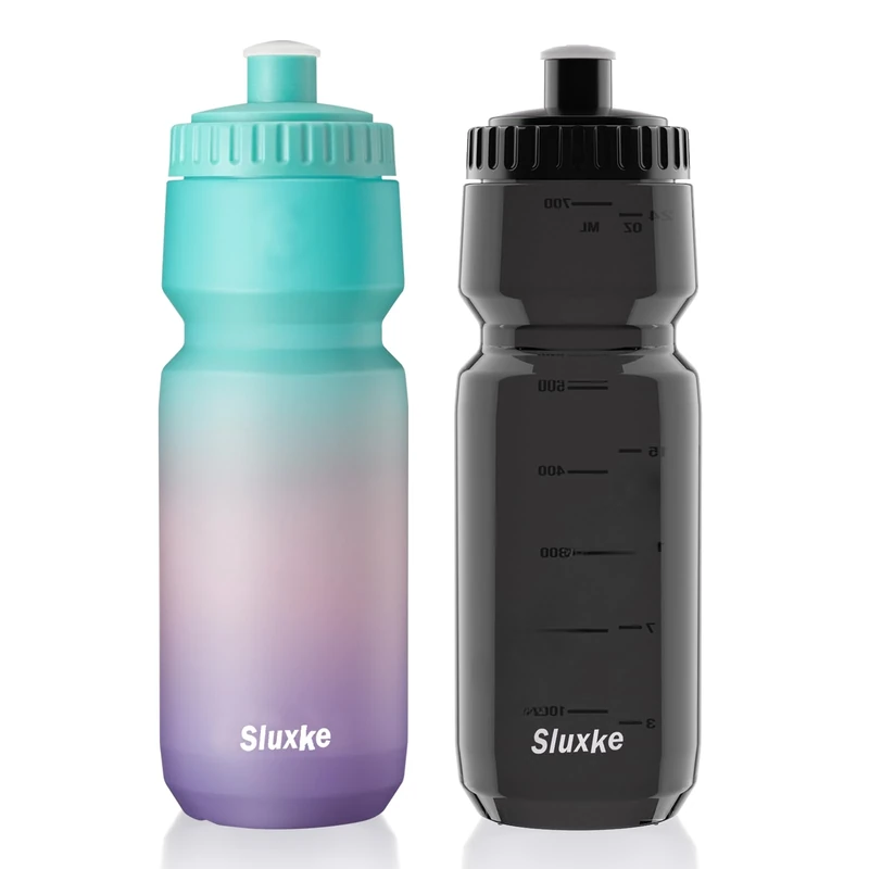 SLUXKE 1L Rennrad Trinkflasche, Fahrrad Trinkflasche 2er-Pack BPA Frei, 1000ml Sport Squeeze Radflasche, Keine Off-Smell, Auslaufsicher, Rennrad Flaschen, Fitnessstudio, Laufen