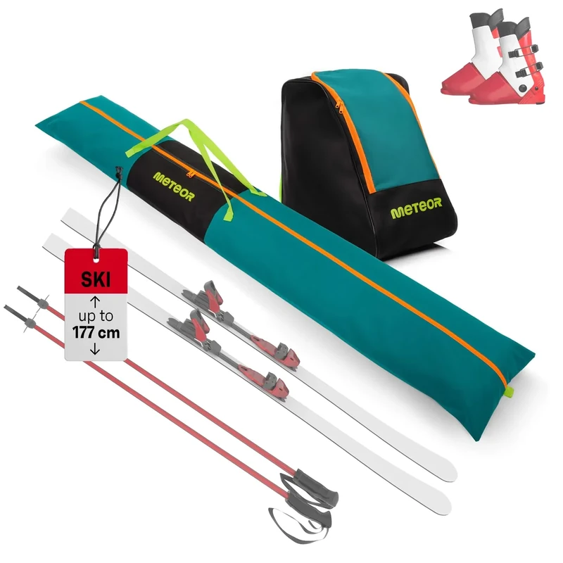 meteor Skitasche Set - Skisack 177 cm & Belüftete Skischuhtasche - Wasserabweisend, Perfekt für Wintersport und Skiurlaub - Komplettes Set