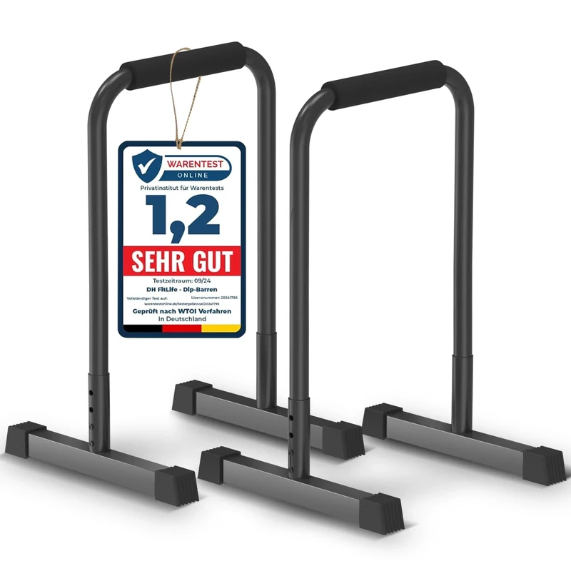 DH FitLife Dip Barren Bars | Dip Stange & Verstellbare Dip-Station 80-90 cm | Parallettes für Calisthenics & Krafttraining | Stabil & Sicher | Indoor & Outdoor Fitness Equipment