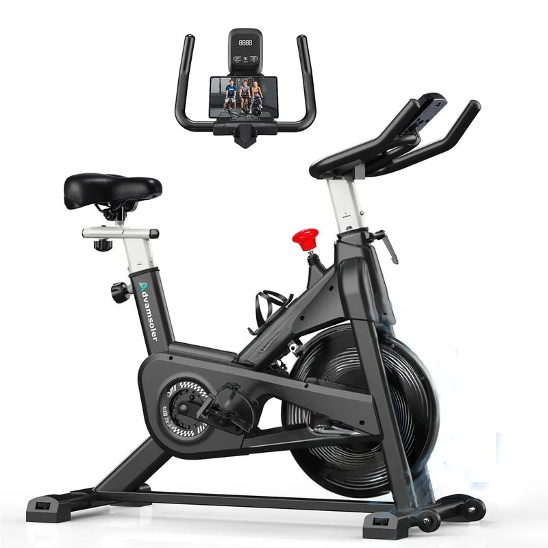 Advamsoler Heimtrainer Fahrrad, Ideal für Zuhause, leiser Ergometer mit LCD-Monitor und Tablet-Halter für unterhaltsame Workouts