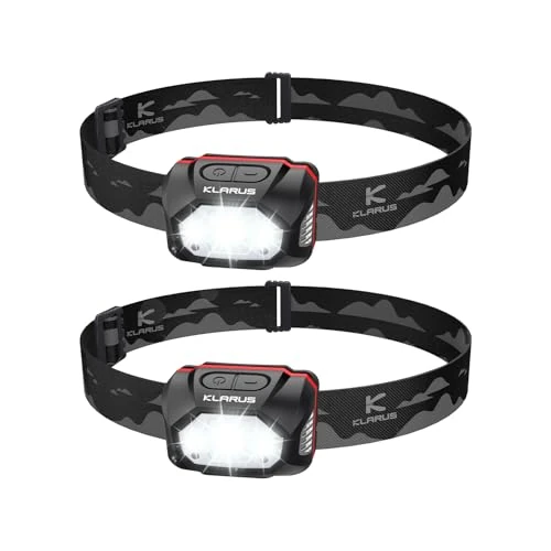 klarus HM1 Stirnlampe mit Bewegungsmelder, IPX6, wasserdicht, wiederaufladbar, 70 Stunden Akkulaufzeit, volle Aufladung in 2,5 Stunden, 440 Lumen, konsistente Ausgangsleistung, stoß- und sturzfest, 2