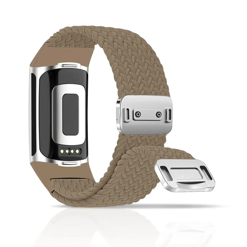 chinbersky Geflochtenes Armband Kompatibel mit Fitbit Charge 6 Armband/Fitbit Charge 5 Armband, Magnetisch Verschluss Elastisch Stoff Sport Nylon Armbänder für Fitbit Charge 6/Charge 5 Damen Herren