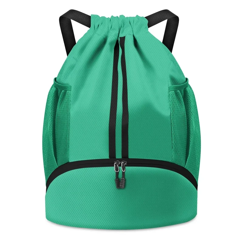 BROTOU Sporttasche Turnbeute Fußballtasche Rucksack mit Kordelzug Verstellbar Tunnelzug Gymsack Wasserfest Sporttasche für Herren Damen Kinder Jungen（Minzgrün）