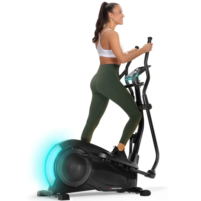 Sportstech Crosstrainer CX700 Fitnessgeräte für Zuhause mit 24kg Schwungmasse | Ellipsentrainer bis 120kg mit 24 Widerstandstufen | Innovative LED Technologie | Bluetooth, App-Steuerung & Pulssensor
