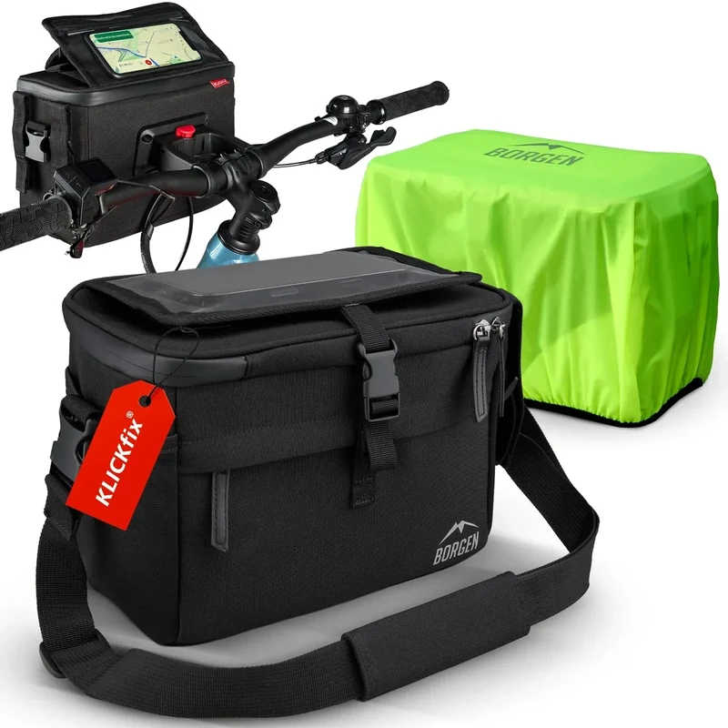 Borgen KLICKfix Lenkertasche Smartphone - Wasserabweisend und geräumig Fahrradlenkertasche 6 L - Fahrradtasche Lenker ebike - Fahrradtasche Handy
