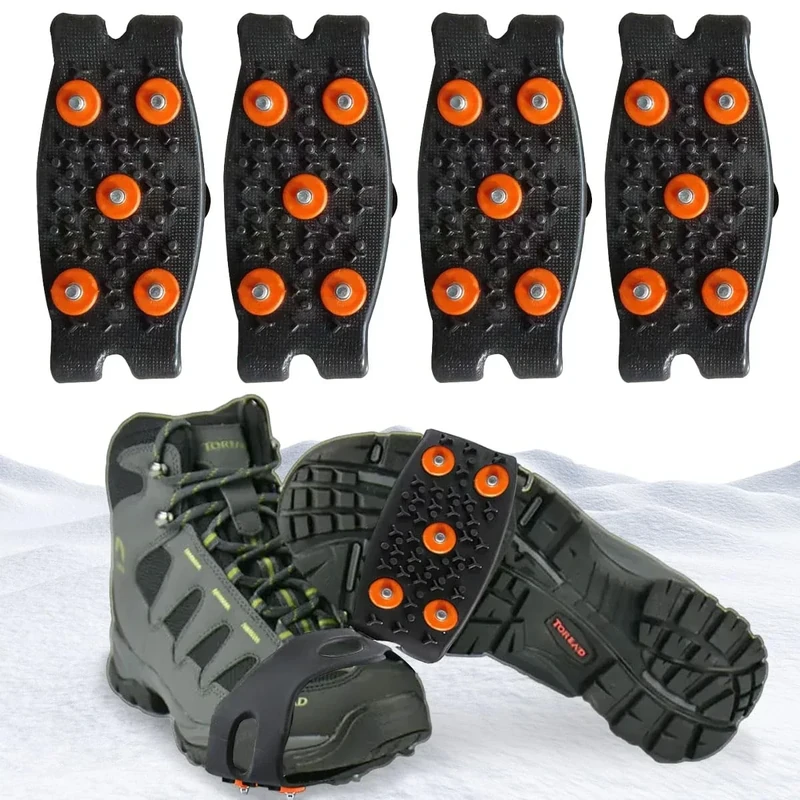 2 Paar Anti Rutsch Schuhspikes, Spikes für Schuhe Winter, Universal Spikes Schuhe Schuhkrallen mit 5 Schuhspikes, Stretch rutschfeste Steigeisen, Schuhspikes Schnee und EIS für Wandern, Outdoor