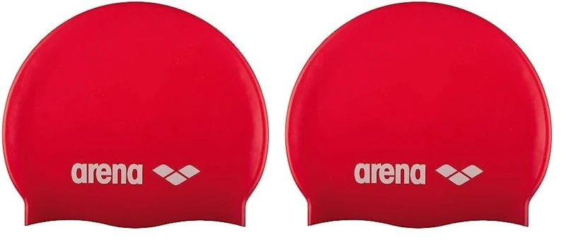 ARENA Unisex Jugend Classic Badekappen, Red-White, Einheitsgröße EU (Packung mit 2)