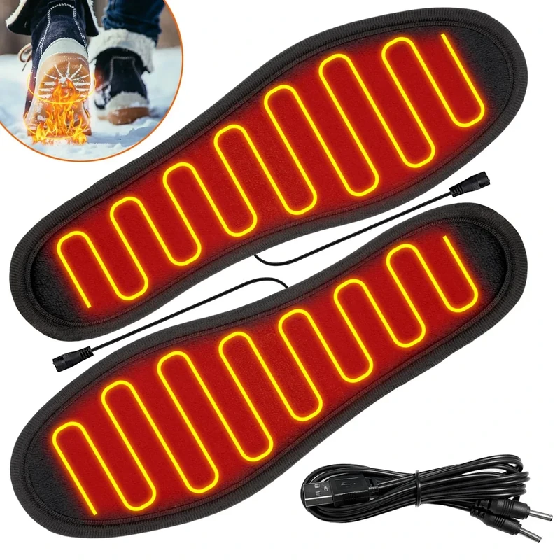 Beheizbare Sohlen, USB-Fußwärmer, Waschbare Thermosohlen ohne Akku, Kaschmir Heizkissen für Herren und Damen, Ideal zum Wandern, Angeln und Arbeiten im Freien