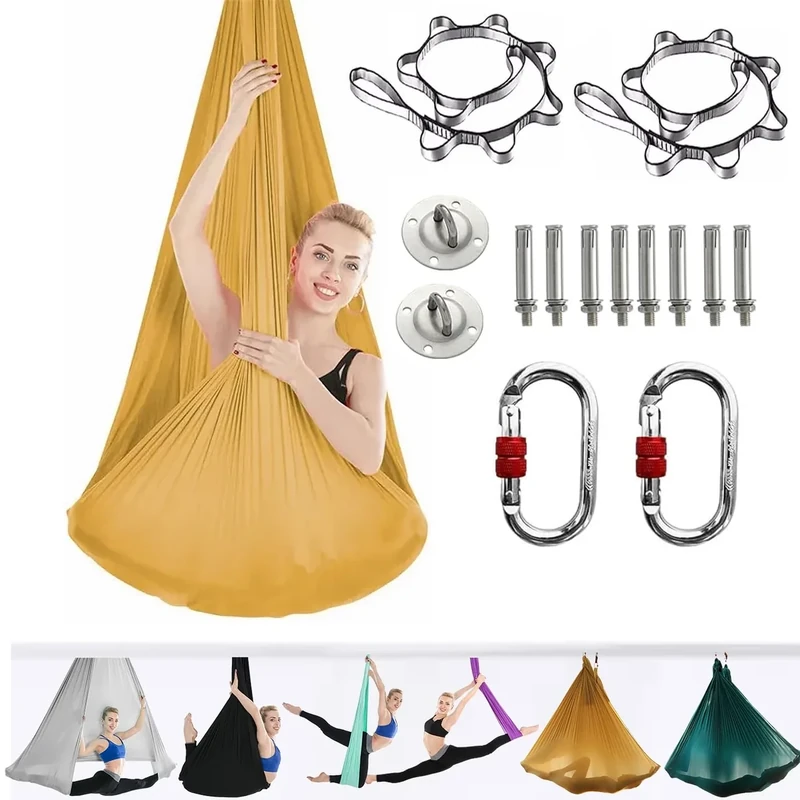 ARNTY Yoga-Set für Erwachsene, Yoga-Zubehör, 500 kg Belastung, inkl. Kompletter Installationshardware (Gold)