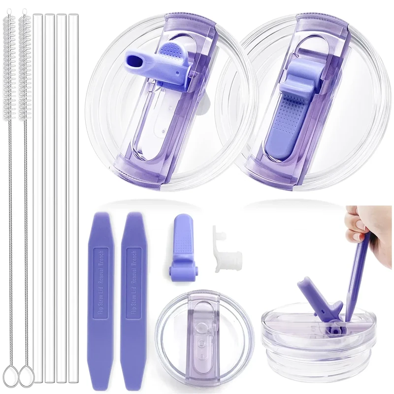 TZEKING 2025 Abnehmbar Stanley Cup Deckel Auslaufsicher,2er Set 360°Leicht zu reinigen Deckel für Stanley Cup,Anti-Schimmel,Staubdicht,Wiederverwendbarer,Ersatzdeckel