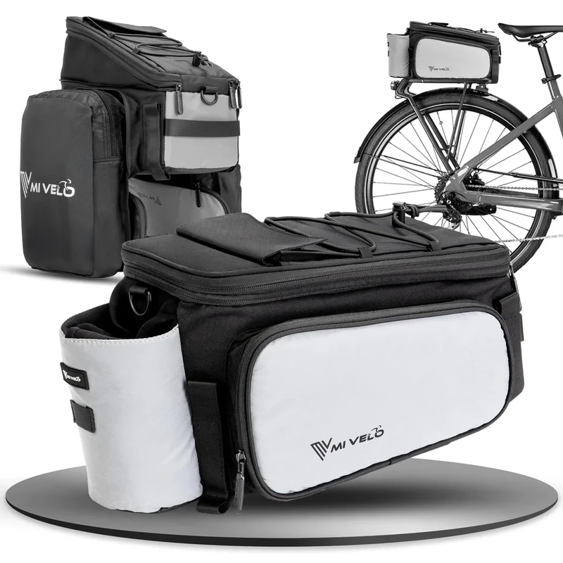 MIVELO - Fahrradtasche für Gepäckträger - Gepäckträgertasche hinten - Umhängetasche - erweiterbar auf 20L - Gepäcktasche Fahrrad wasserabweisend (Vollreflektierend)