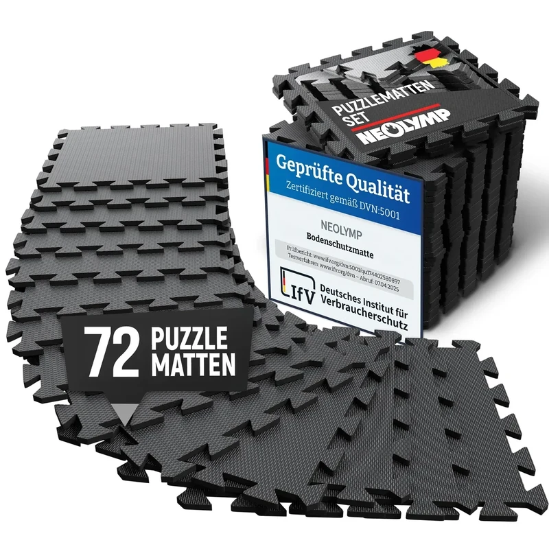 NEOLYMP Bodenschutzmatte Fitness - 10mm extra dicke Trainingsmatte für Sportgerät, robuster Sportboden - Puzzlematten Boden, Gymnastikmatte, Sportmatte, Fitnessmatte