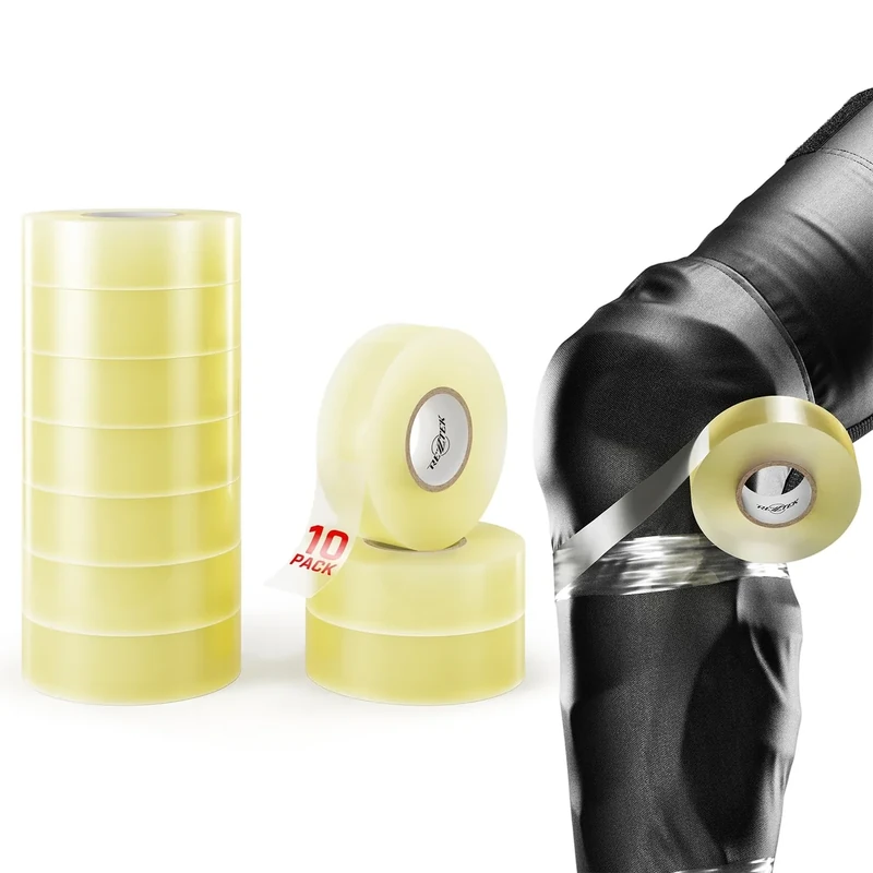 Rezztek Hockey Clear Schienbeinschoner-Tape 10er-Pack – Transparentes Hockey-Tape – Hockeysocken-Tape – Dehnbar und reißfest – Langlebig - Image 1