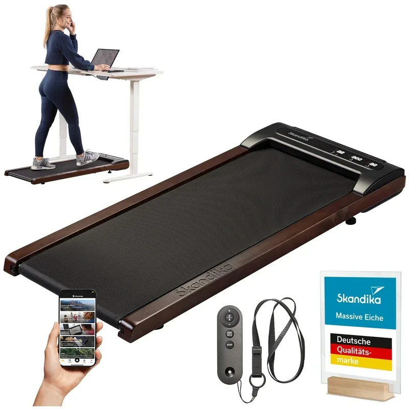 Skandika Walking Pad Nordik K6-H | Laufband für zuhause, 6 km/h, LED-Display, Fernbedienung, Kinomap | Fitnessgerät für Ausdauertraining, Büro, Home Office