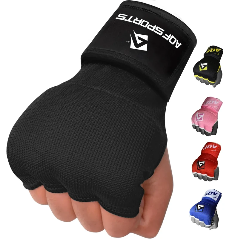 AQF Boxen Innenhandschuhe, Boxbandagen, Boxhandschuhe Gel Gepolstert Elastisches Handgelenk Bandagen 100cm Lang, Boxing Bandage 4 Finger Fur Boxsack Training, Kampfsport & MMA (Volles Schwarz, XL)
