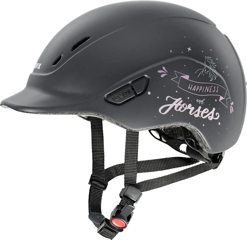 uvex kidoxx - Leichter Kinder-Reithelm - individuelle Größenanpassung - optimale Belüftung - happyhorse anthr mat 3XS-XS