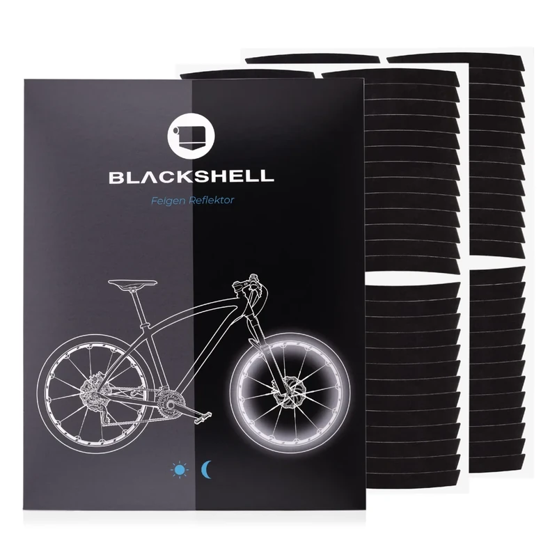 Blackshell® Reflektoren Aufkleber - passgenaues Fahrrad Aufkleber Set für 27,5 28 und 29 Zoll Felgen - Fahrrad Felgen Aufkleber für die beidseitige Beklebung beider Räder in schwarz