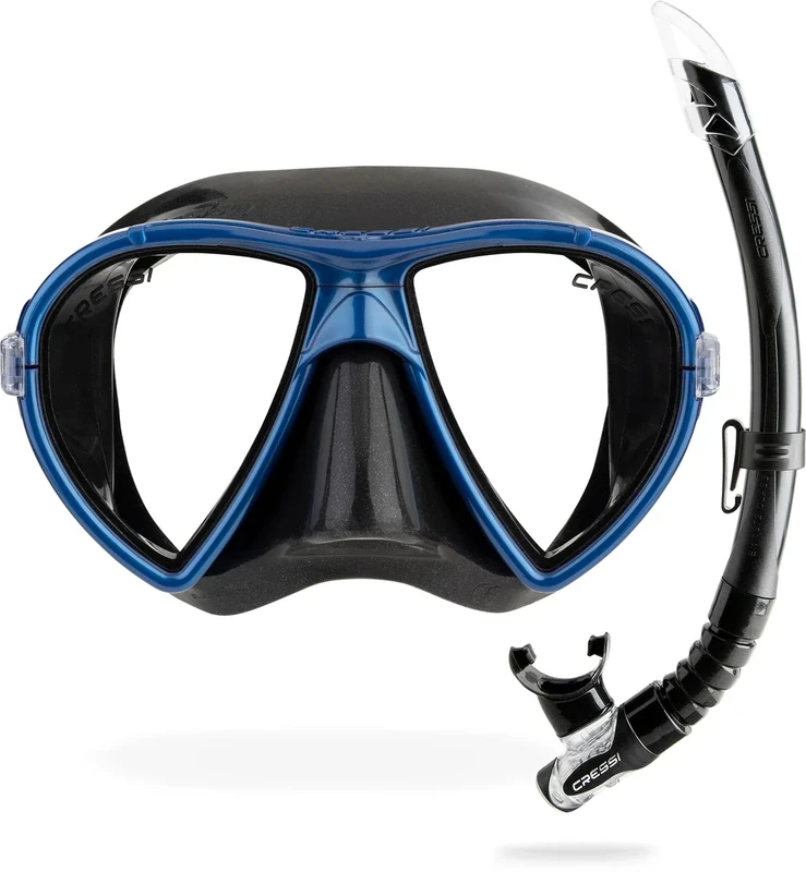 Cressi Ocean + Gamma Combo Black/Blue - Schnorchelset Ocean Maske+Schnorchel Gamma zum Tauchen und Schnorcheln, Schwarz/Blau, Einheitsgröße, Erwachsene - Image 1