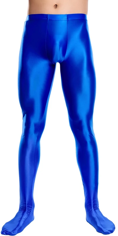 AIEOE Herren Sportleggings Stretch Nylon Strumpfhosen Übergröße Glossy Tights Hose Clubwear Yoga Fitness Leggings Shiny Leicht Unterhosen Pants XL