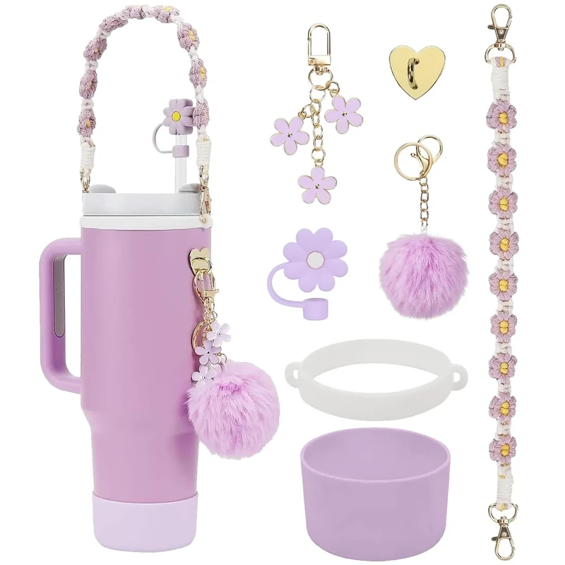 YISKY Stanley Cup Zubehör Set, Stanley Cup Strohhalm Abdeckung, Stanley Cup Accessories (Lila)