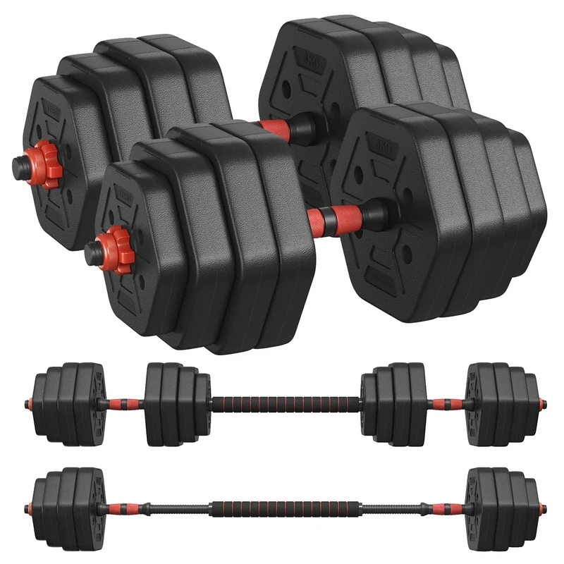 SONGMICS Hantelset, Hanteln mit Verbindungsstange, Hexagon, Kurzhantelset, 40 kg, für Workout, Fitnesstraining, Gewichtheben für Zuhause, Fitnessstudio, tintenschwarz SYL400B01