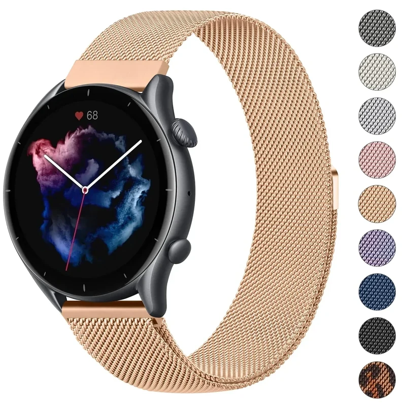 Oumida Armband für Amazfit GTR 3 46mm Armband/GTR 3 Pro/GTR 4 / GTR 2 Armbänder für Herren Damen, Integriertes Metall Uhrenarmband, Edelstahl Magnet Ersatzarmband für Amazfit Balance 46mm