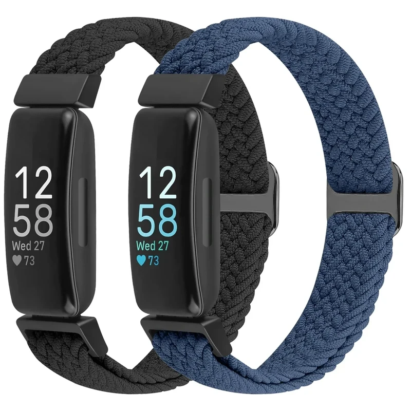 XANS Nylon Geflochtene Armband Kompatibel mit Fitbit Inspire 3/Inspire 2/Inspire/Inspire HR/Fitbit Ace 3/Ace 2, Elastisches Verstellbares Ersatzarmband Dehnbare Weiche Sport Armband für Damen Herren