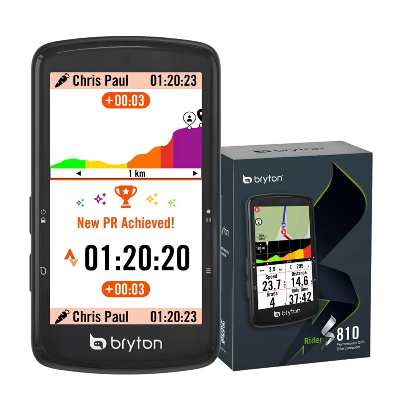 Bryton Rider S810 GPS-Fahrradcomputer mit 3,5" Farb-Touchscreen, 50 Stunden Akkulaufzeit, Offline-Europakarte, Navigation mit Abbiegehinweisen, wasserdicht, ANT+/BLE-Konnektivität