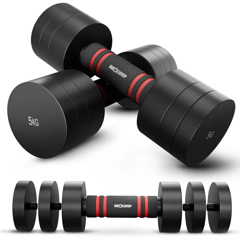 NEOLYMP 2er Set verstellbare Kurzhanteln 1,75-5 kg – verstellbare Hanteln aus massivem Stahl, platzsparendes Kurzhantel Set mit hochwertigem rutschfestem Schaumstoffgriff