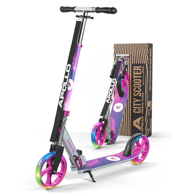 Apollo Phantom Pro City Scooter - XXL-Räder, faltbar, höhenverstellbar, Tretroller für Erwachsene, Kinder und Jugendliche, kompakter City-Roller