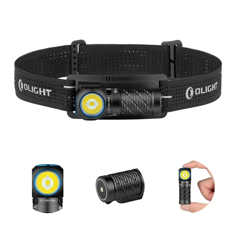 OLIGHT Perun 3 Mini Stirnlampe LED Wiederaufladbar, 1250 Lumen Superhell Kopflampe Headlamp mit Rotlicht und 8 Lichtmodi, IPX8 Wasserdichte Stirnleuchte, Ideal für Outdoor, Angeln, Notfall Schwarz