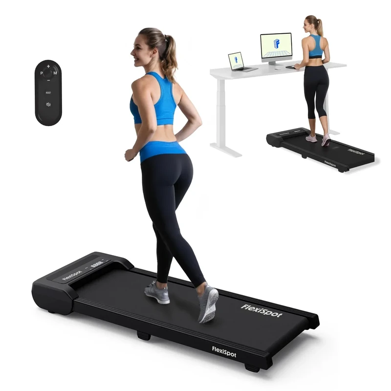 FlexiSpot Laufband Walking Pad für zuhause und Büro bis 120kg, Geräuscharme Laufbänder 1-6km/h, 4 in 1 Tragbares Laufband mit Fernbedienung und LED Display