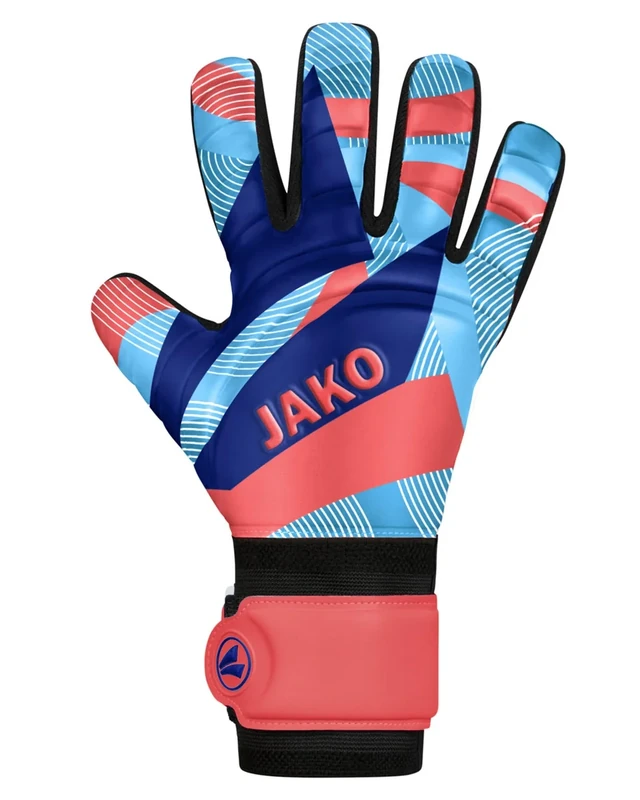 JAKO Unisex Torwart-Handschuhe River Basic Junior RC, Coral/SkyBlue/Navy, 3