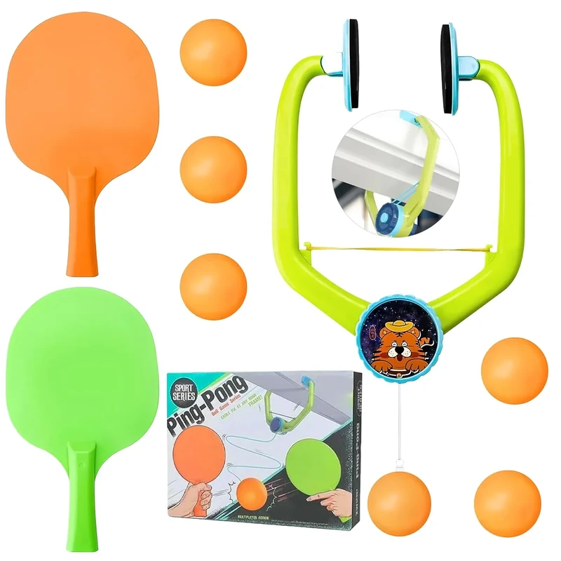 Tür-Pingpong-Spiel Über Der Tür, Hängender Tischtennis Trainer Kinder Set, Door Ping Pong Game mit Schläger und Bälle, Verstellbarer Hängendes Tischtennis, Pingpong-Trainer, für Übungs Familienspiele