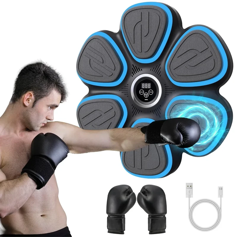 Music Boxing Machine für Erwachsene - LED Licht Bluetooth Musikboxing Maschine mit Boxhandschuhen Elektronische Boxmaschine mit Musik Boxen mit 9 Geschwindigkeits- und Zählmodi