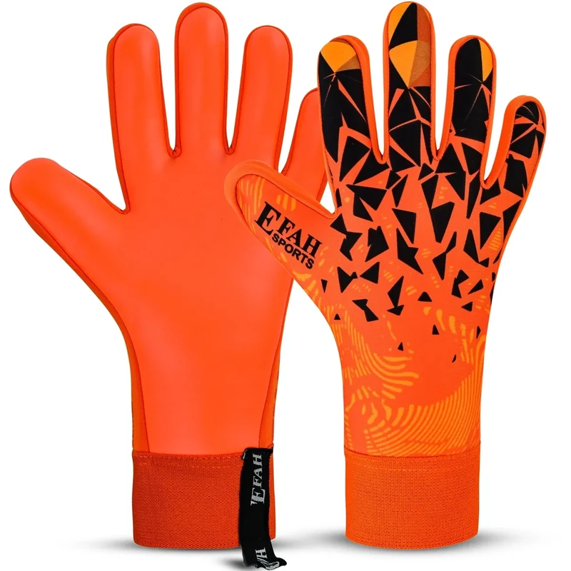 EFAH SPORTS Torwarthandschuhe für Kinder und Erwachsene mit gepolsterter Handfläche atmungsaktiven und starkem Griff Fußballhandschuhe (Orange, Size 8 Suitable for Size M-L Adult, Beidhändig)