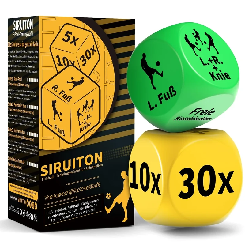 Fußball-Trainingswürfel (2 Stück) - Spaß & tragbare Fußball-Fähigkeiten Trainer Geschenke für Jungen und Mädchen, Jugendliche & Erwachsene, Fußballtraining, großes Geschenk für Fußball-Liebhaber