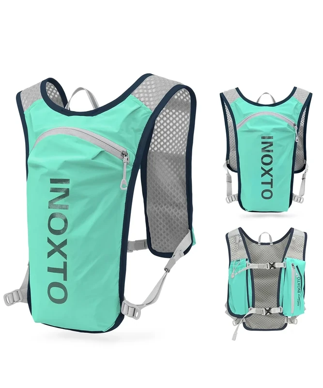 INOXTO Laufrucksack, 5L Leichter Trinkbeutel, geeignet für Outdoor-Wandern, Radwettbewerb, Bergsteiger-Trinkweste, Rucksack, Herren und Damen (Hellgrün)