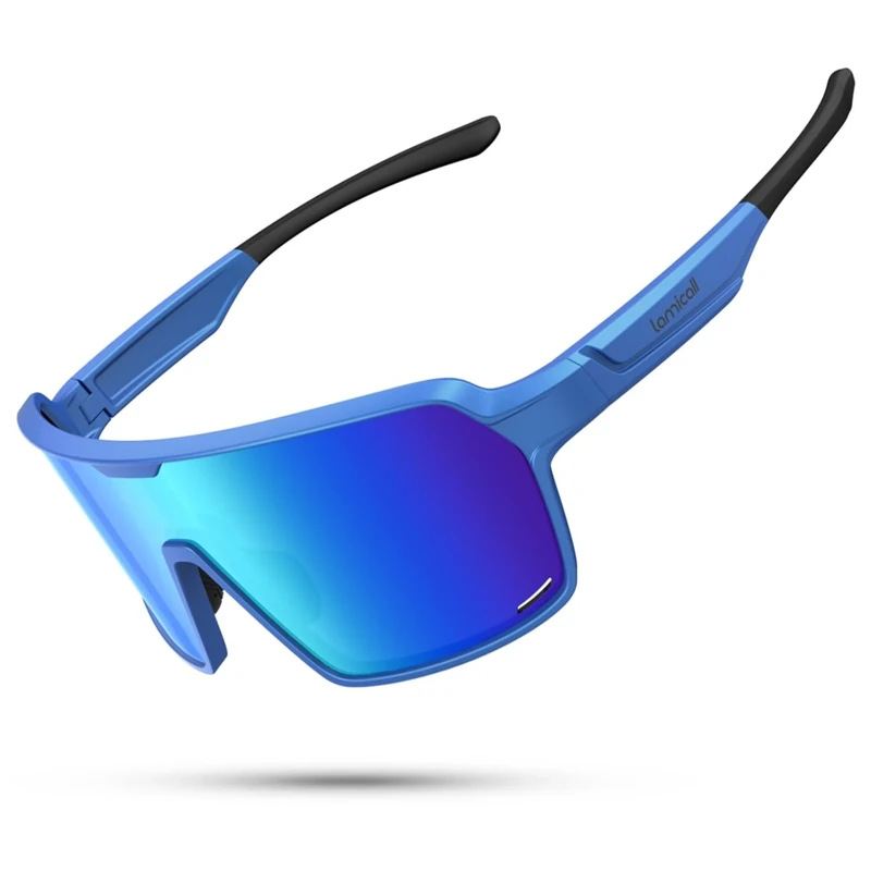 Lamicall XL Fahrradbrille Herren, Schnelle Brille Damen - [29g TR-90 Ultraleicht] Polarisiert Sportbrille Fahrrad mit Verstellbaren Nasenpad & Bügel, UV400 Laufbrille Sonnenbrille für Fahrrad/Laufen