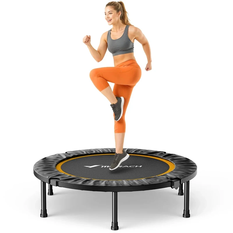 MERACH Mini Trampolin - 102cm/122cm Fitness Trampolin Faltbar, Maximale Belastung 150 KG, Trampoline für Bewegungstraining Leise