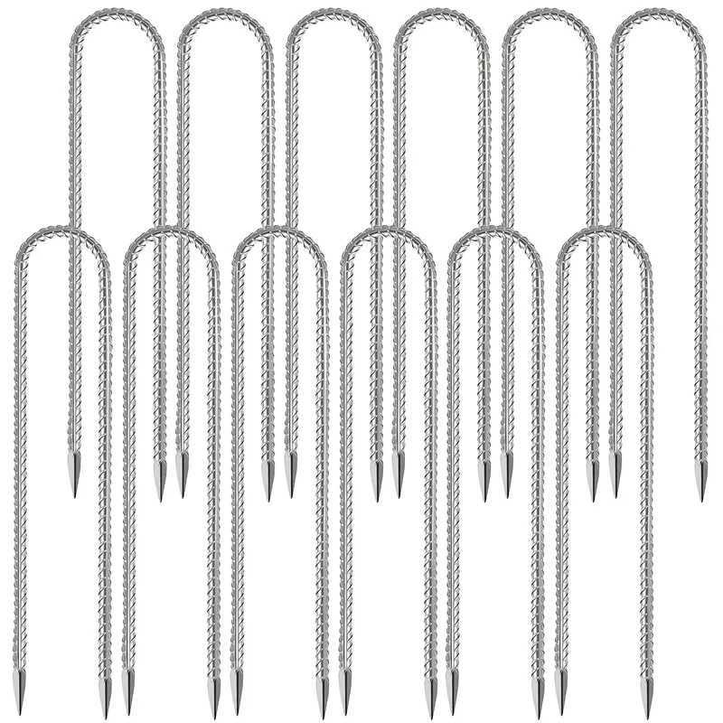 Realtopdo 12Stk. Bodenanker Zeltheringe, 30cm Boden Heringe Erdnägel Verzinkter Stahl Bauanker Erdanker Zeltnägel für Zaun, Zelten, Trampolin, Vordächern, Schuppen, Schaukel, Blumenständer