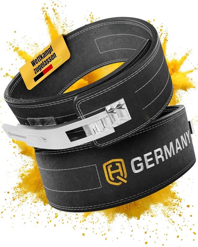 HQ Germany® Gewichthebergürtel Herren [S/M/L/XL] - 100% Rindsleder, 100% Edelstahl - Weight Lifting Belt, Gym Gürtel Gewichtheben, Powerlifting Fitness Gürtel Herren, Weightlifting Belt