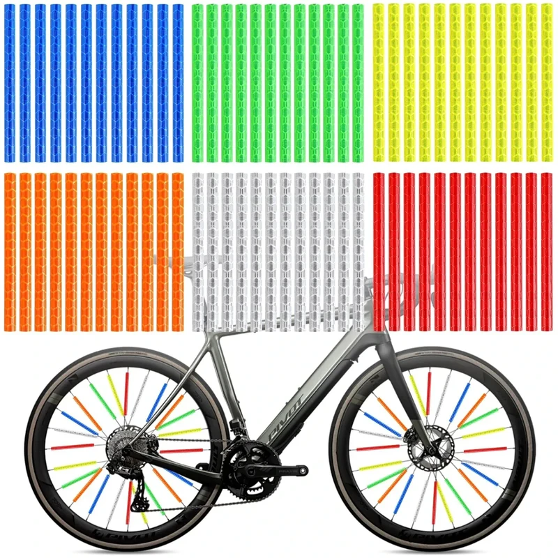 72er-Pack bunte reflektierende Fahrradspeichen, wasserdicht und wiederverwendbar, 360°-Sichtbarkeitsreflektoren, bunte reflektierende Speichen für den Einsatz bei Nacht, speichenreflektor fahrrad - Image 1