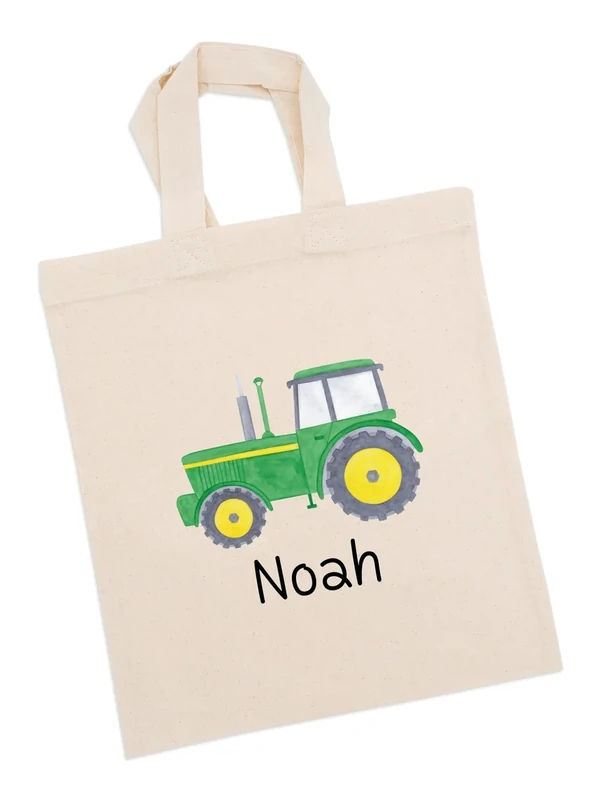 wunderwunsch Stoffbeutel Jutebeutel Kindergarten, Wechselkleidung, Jutetasche Hort, Turnbeutel Schule, Sportbeutel Kinder (Traktor, Standardgröße)