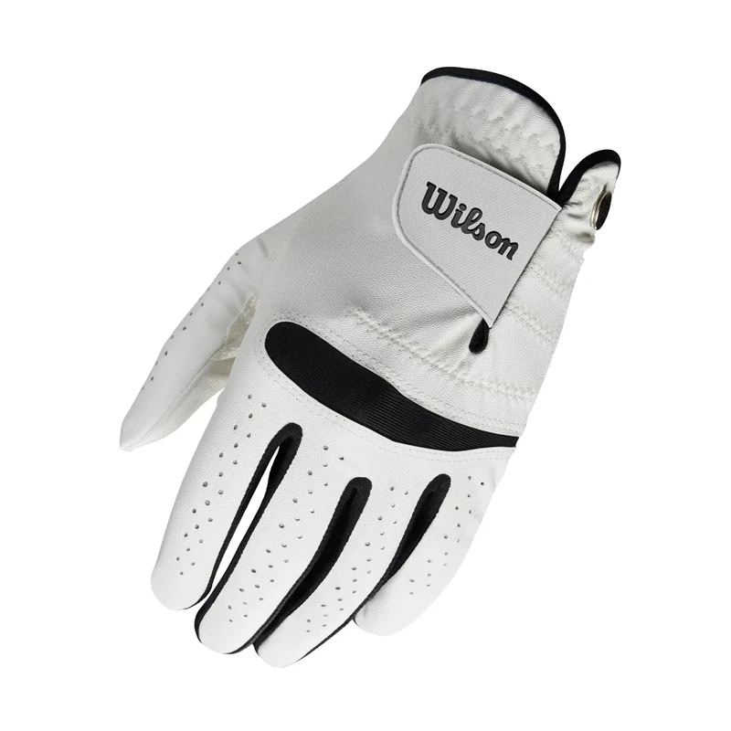 Wilson Feel Plus Herren-Golfhandschuh, Premium-Leder, Verbesserter Grip und Schweißkontrolle, Weiß, Größe M (Linke Hand) - Image 1